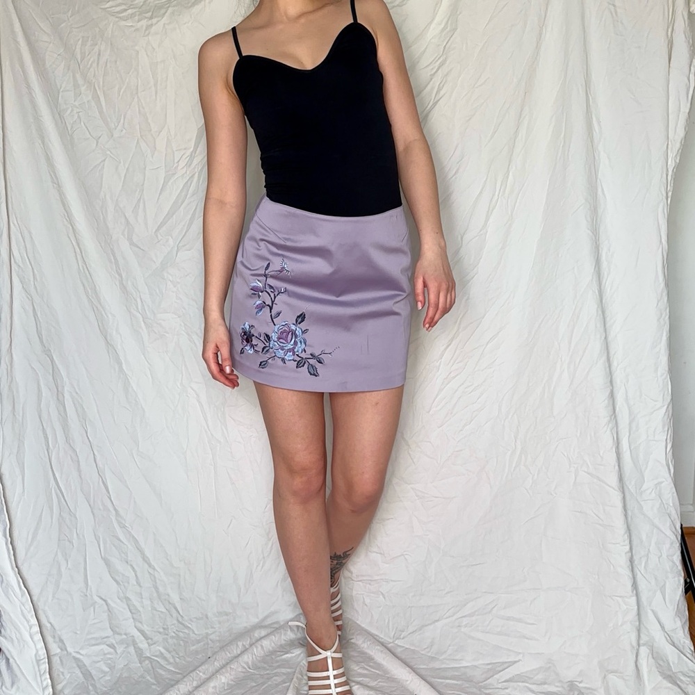 Vintage purple silk express mini skirt size small